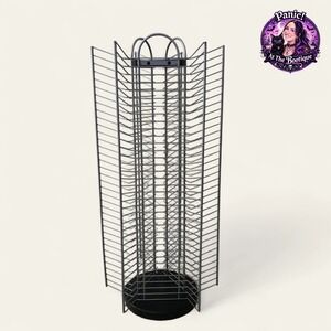 Metal 105 DVD Video Game Storage Rack Silver Rotating 3-Sided Media Organizer